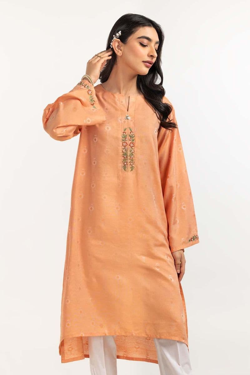 Dyed Self Jacquard Embroidered Shirt thumbnail