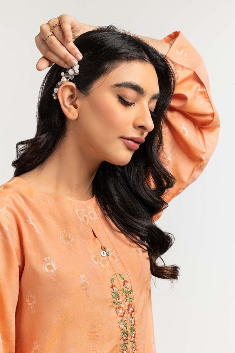 Dyed Self Jacquard Embroidered Shirt thumbnail
