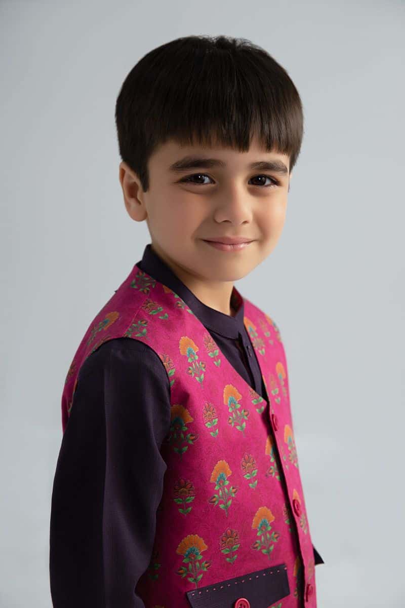 3 Piece Printed Blended Suit - alternate view