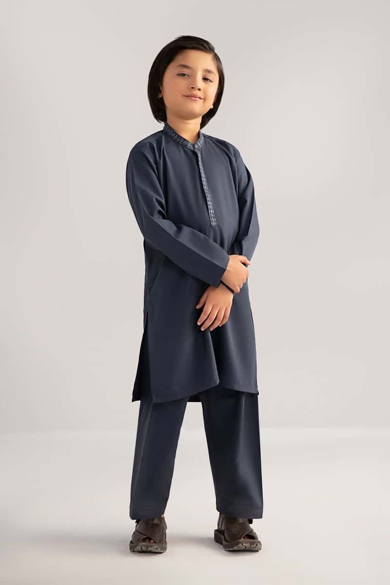 2 Piece Embroidered Blended Suit