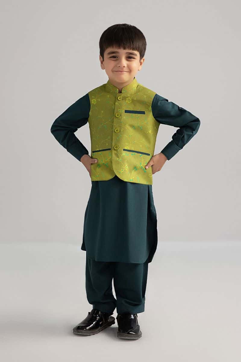 3 Piece Printed Blended Suit
