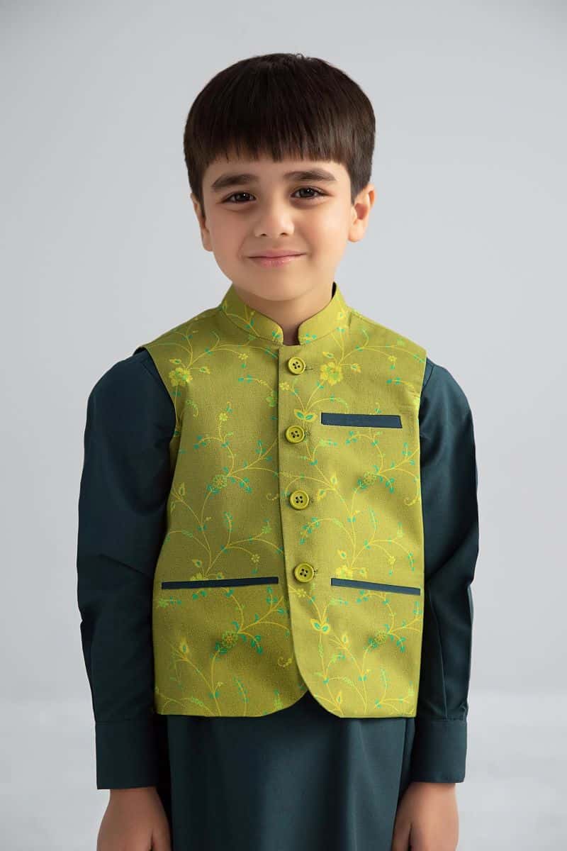 3 Piece Printed Blended Suit - alternate view