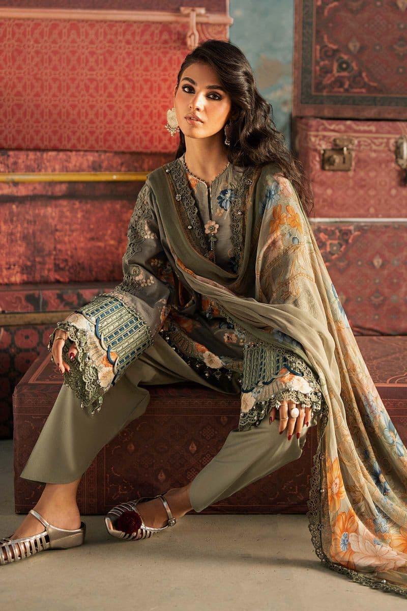 3 Piece Unstitched Embroidered Cambric Suit thumbnail