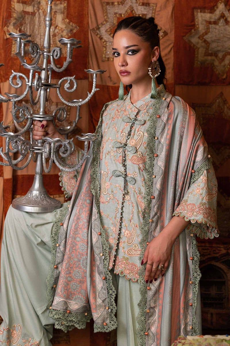 3 Piece Unstitched Embroidered Irish Linen Suit thumbnail