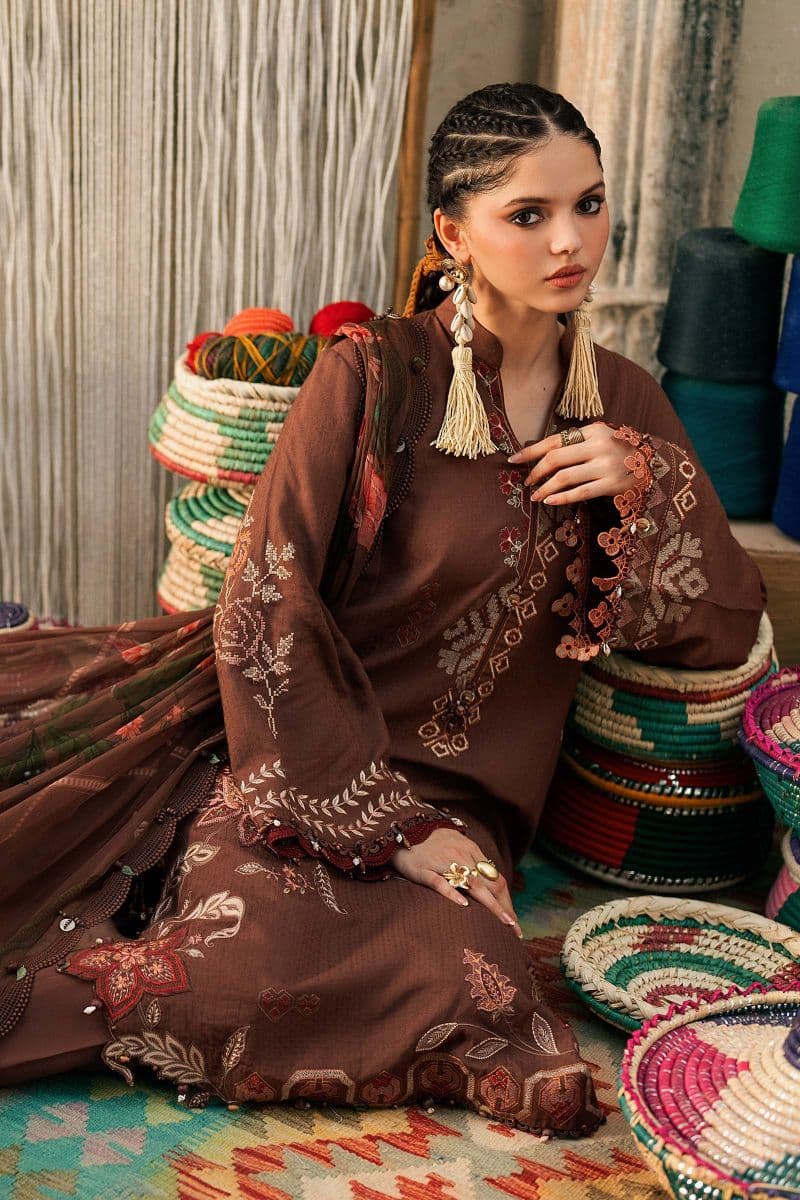 3 Piece Unstitched Embroidered Dobby Linen Suit thumbnail