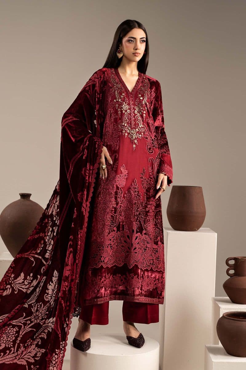 3 Piece Embroidered Velvet Suit thumbnail
