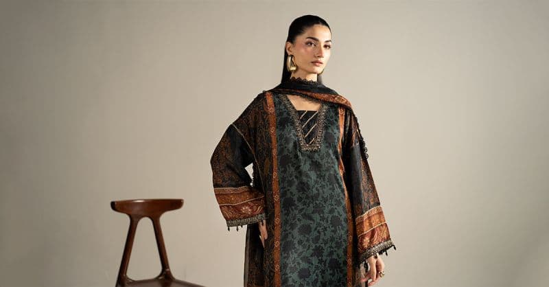 3 Piece Embroidered Raw Silk Suit thumbnail