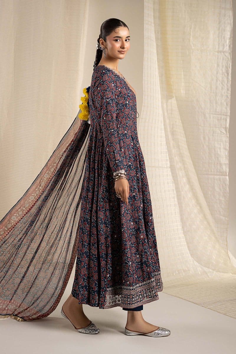 3 Piece Embroidered Raw Silk Suit thumbnail