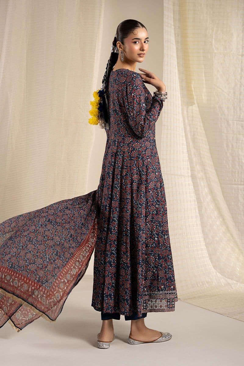 3 Piece Embroidered Raw Silk Suit thumbnail
