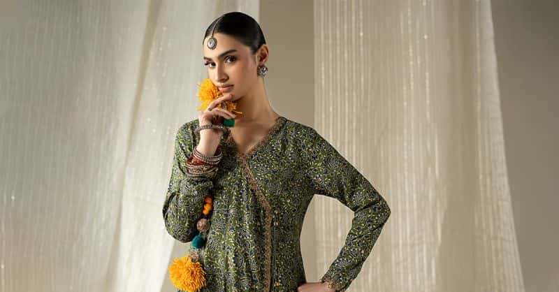 3 Piece Embroidered Raw Silk Suit - alternate view
