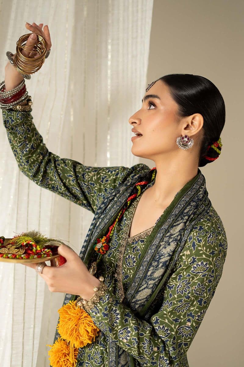3 Piece Embroidered Raw Silk Suit thumbnail