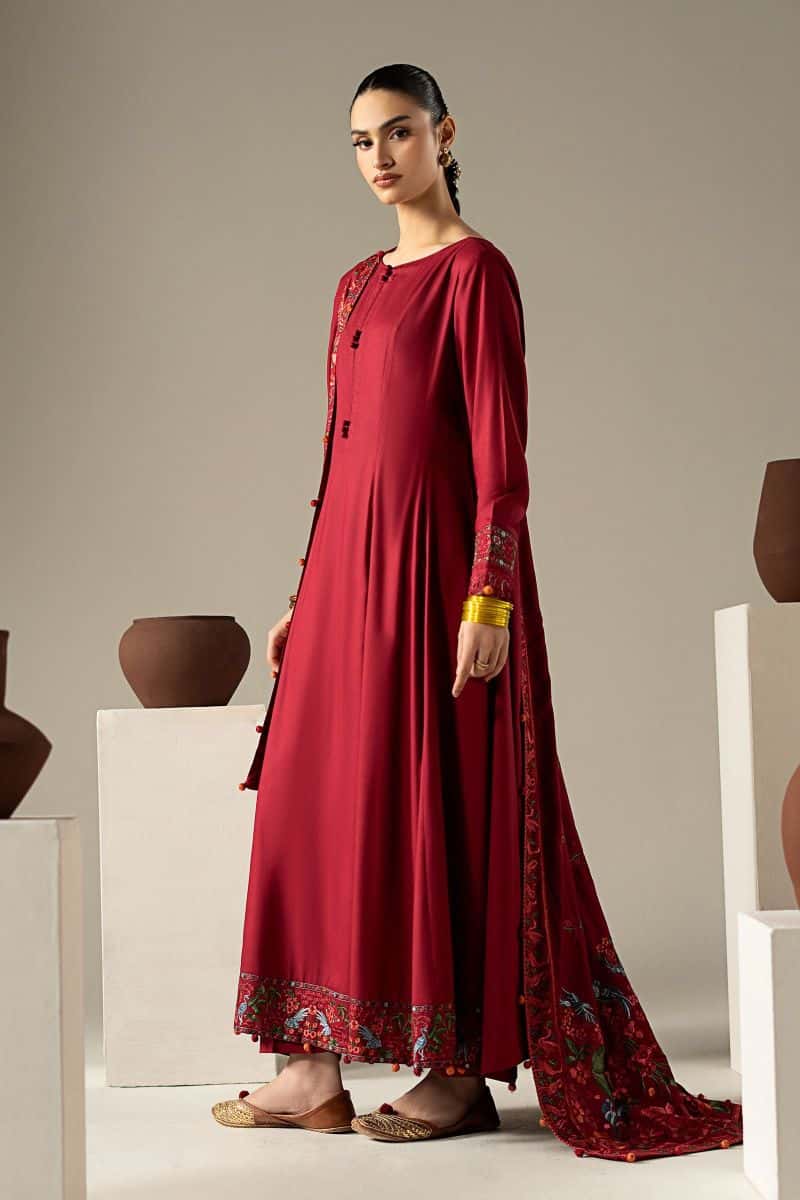 3 Piece Embroidered Linen Suit - alternate view