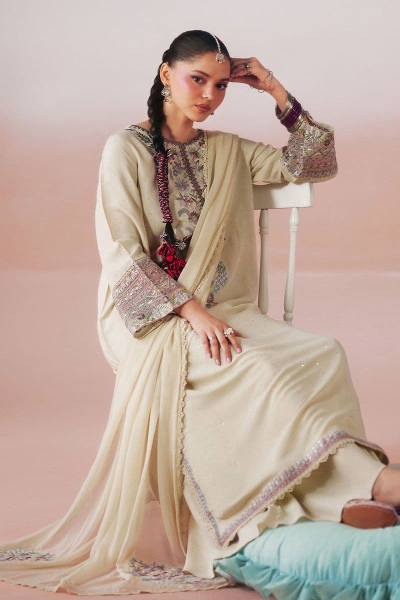 3 Piece Embroidered Raw Silk Suit thumbnail