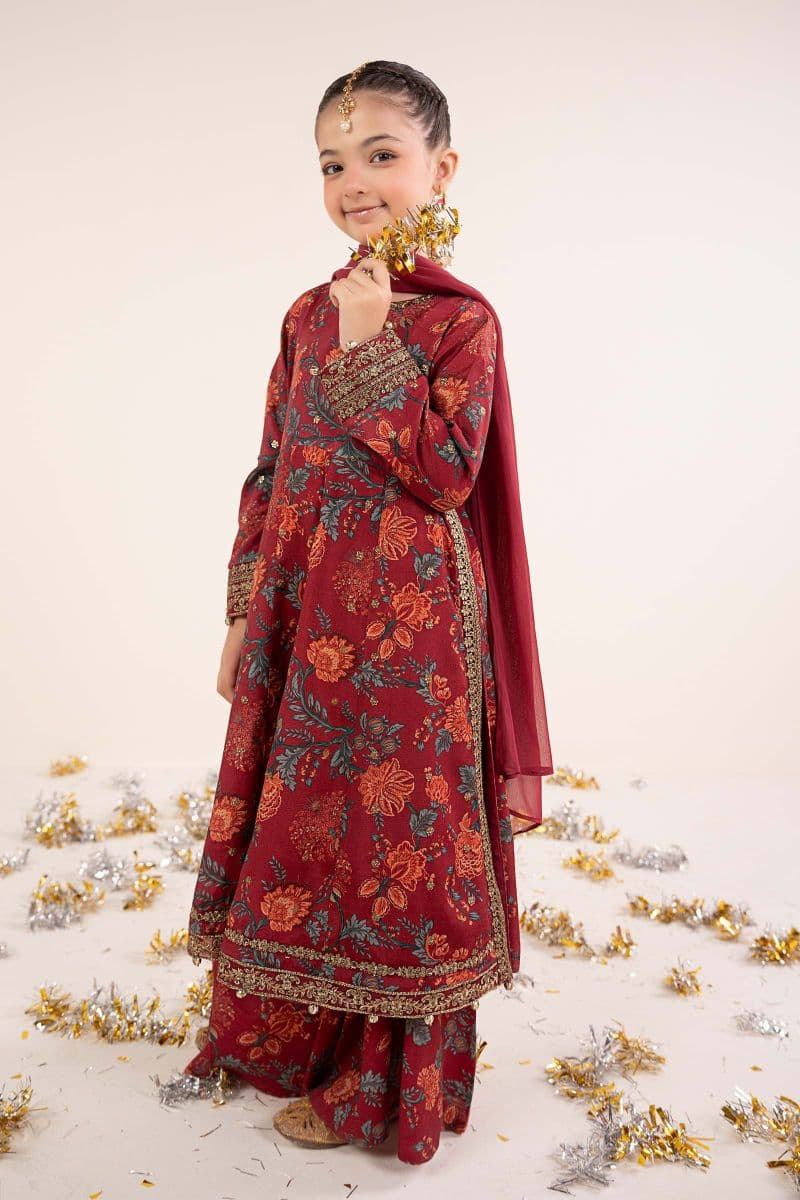 3 Piece Embroidered Raw Silk Suit thumbnail