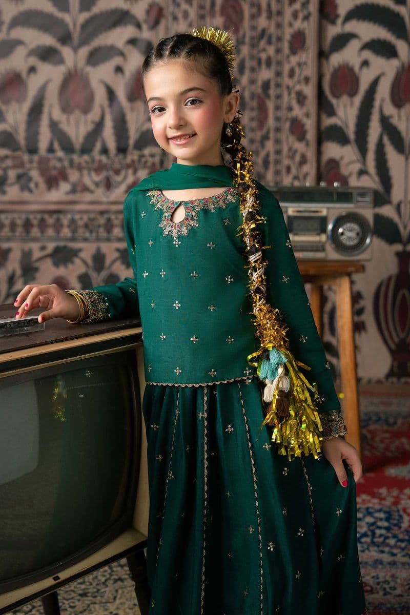 3 Piece Embroidered Raw Silk Suit thumbnail