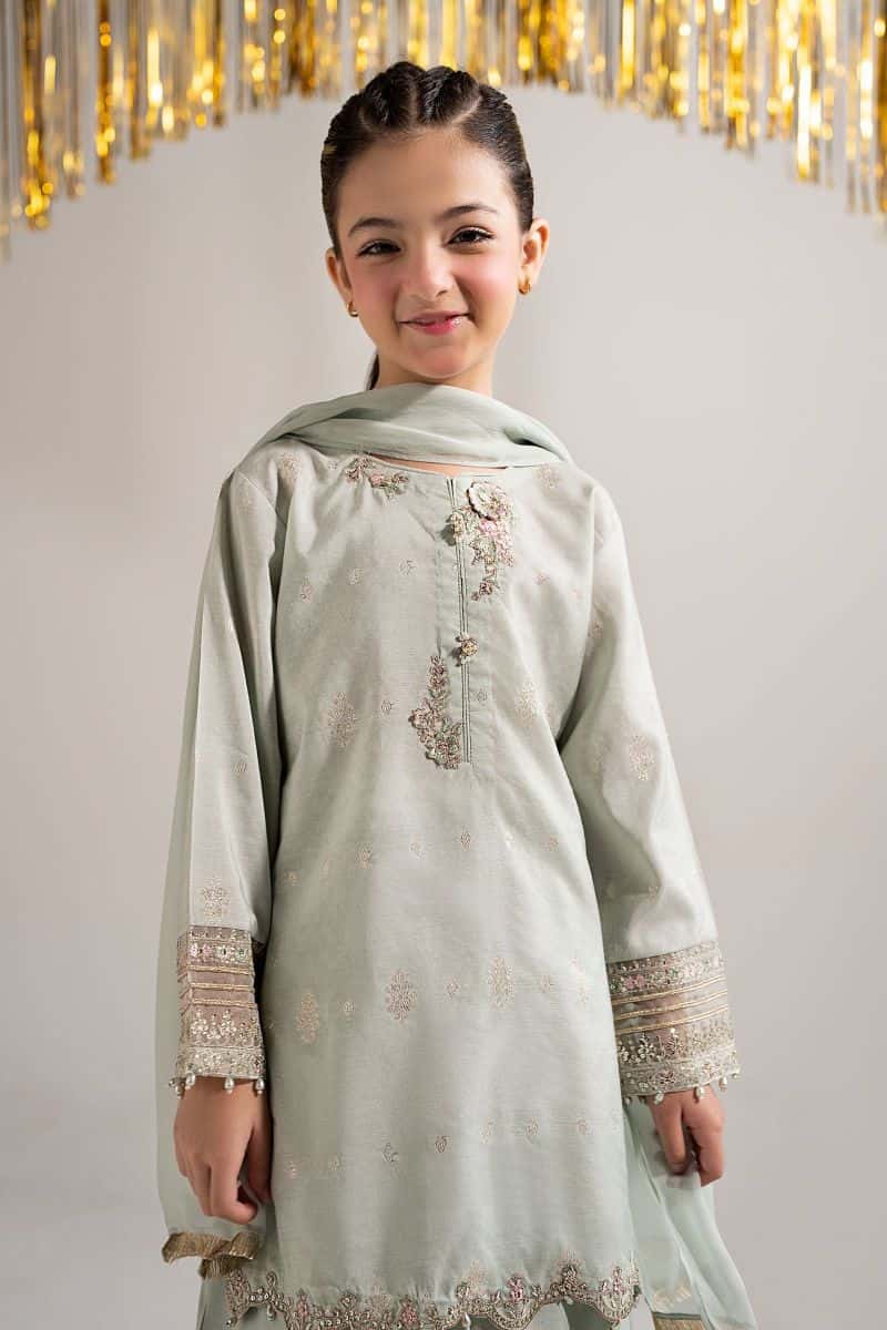 3 Piece Embroidered Staple Lurex Suit