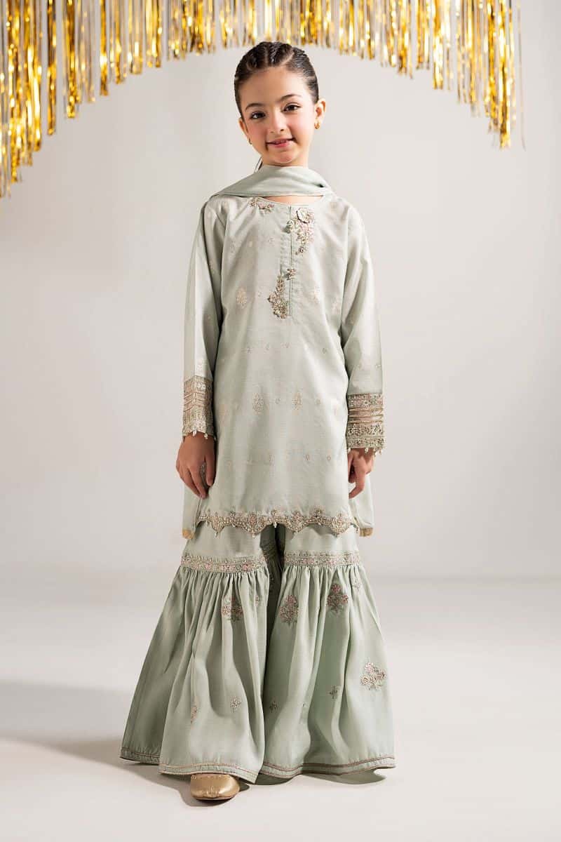 3 Piece Embroidered Staple Lurex Suit - alternate view