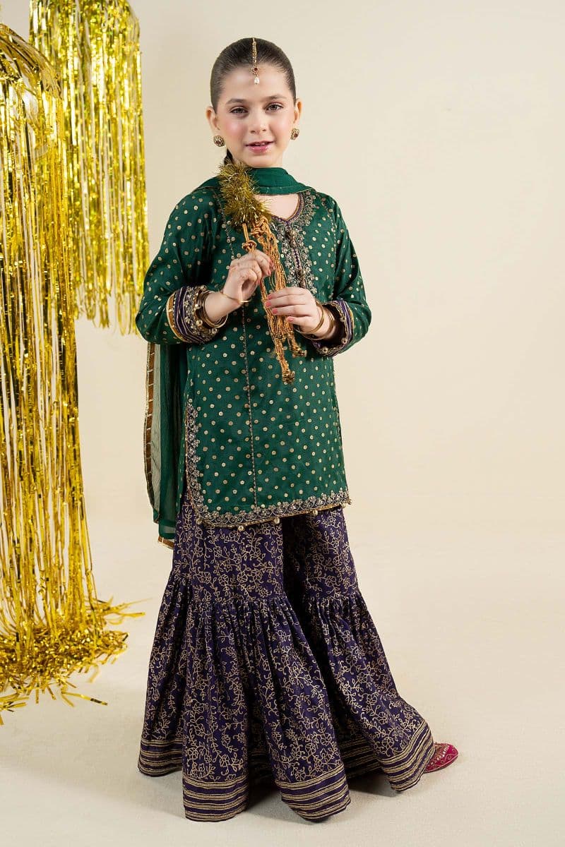 3 Piece Embroidered Raw Silk Suit thumbnail