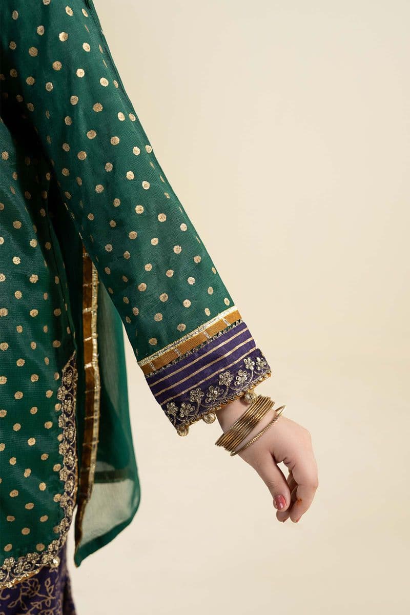 3 Piece Embroidered Raw Silk Suit thumbnail