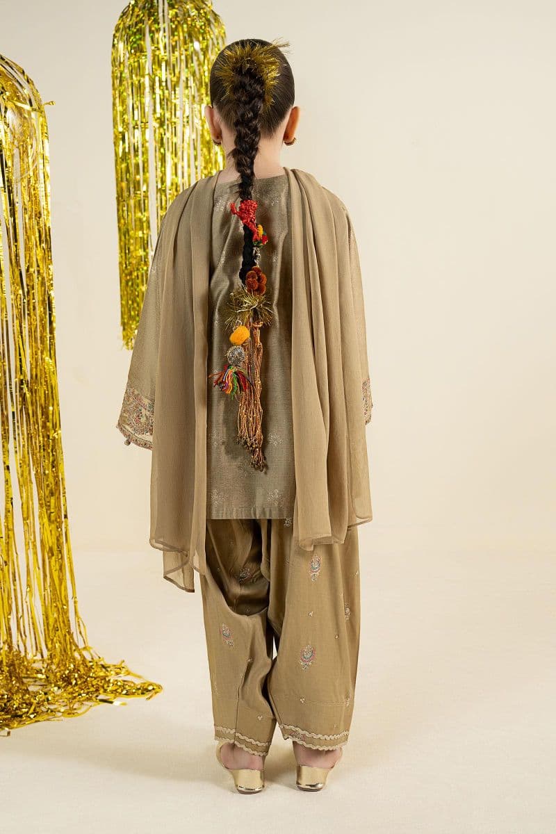3 Piece Embroidered Black Warp Silk Suit thumbnail