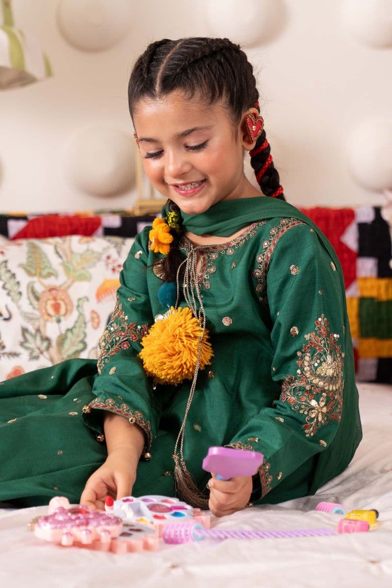 3 Piece Embroidered Bamberg Raw Silk Suit thumbnail
