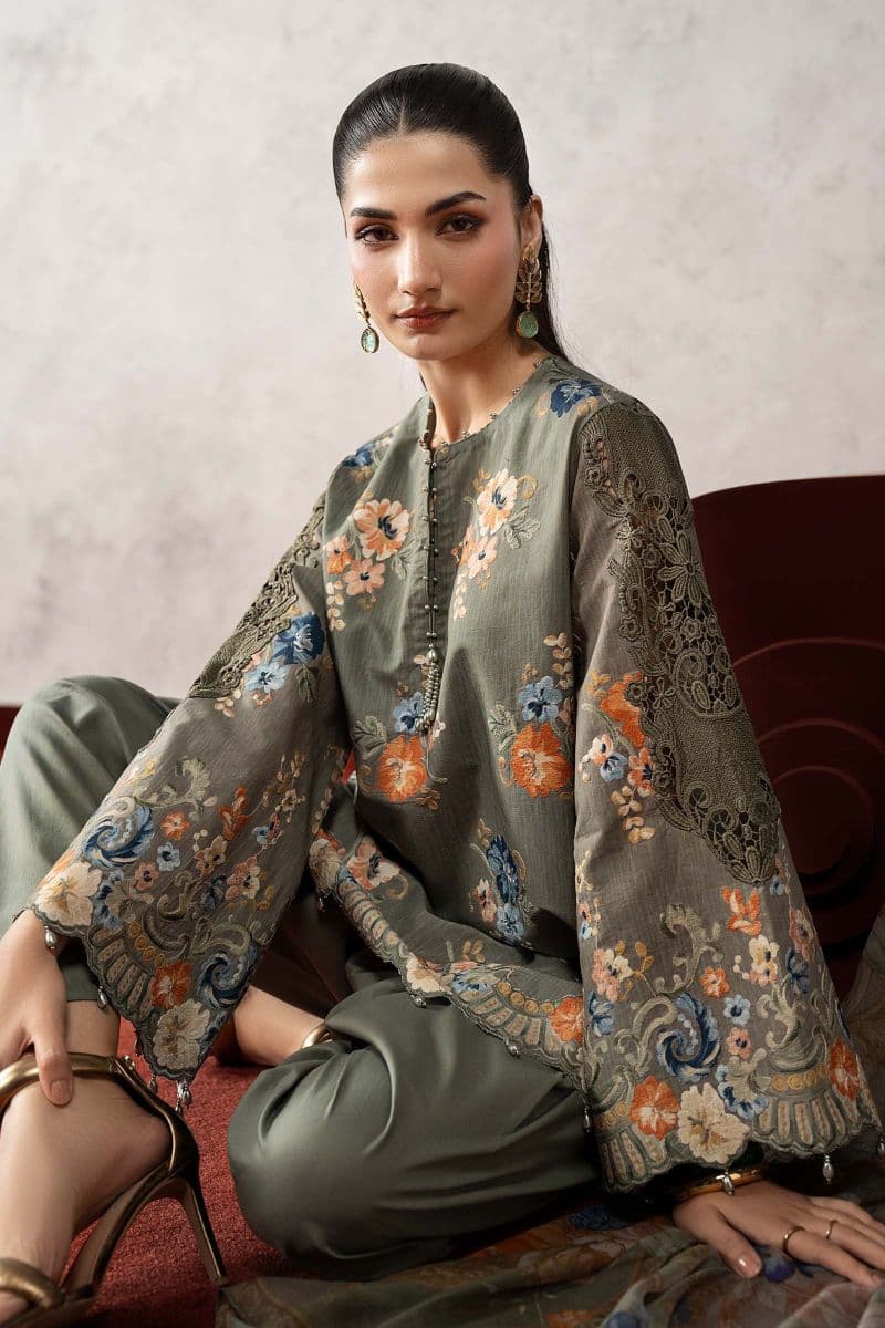 3 Piece Embroidered Cambric Suit thumbnail