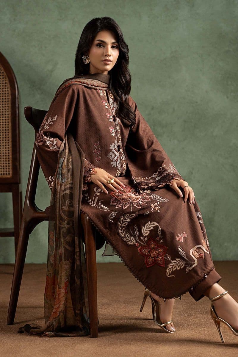 3 Piece Embroidered Dobby Linen Suit thumbnail