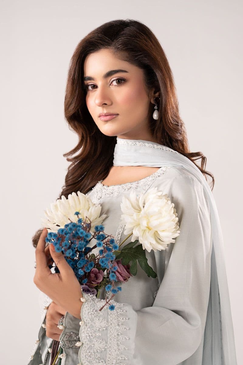 3 Piece Embroidered Raw Silk Suit thumbnail