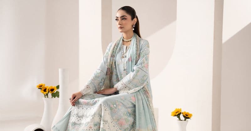 3 Piece Embroidered Paper Silk Suit thumbnail