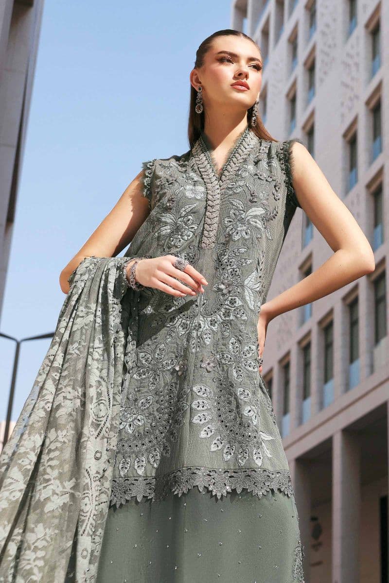 3 Piece Unstitched Embroidered Lawn Karandi Suit thumbnail
