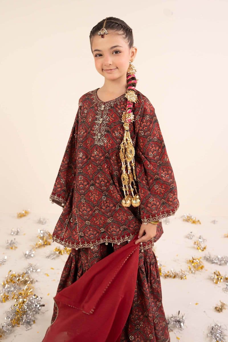 3 Piece Embroidered Raw Silk Suit thumbnail