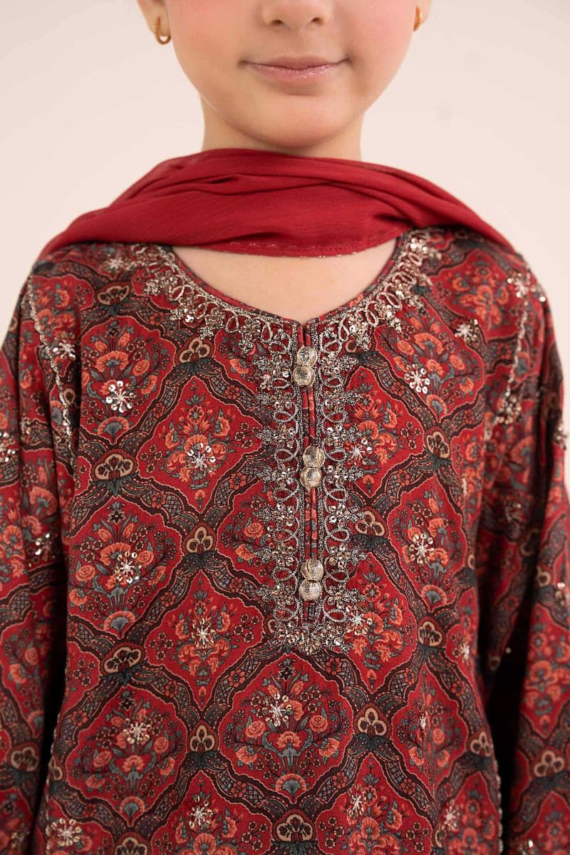 3 Piece Embroidered Raw Silk Suit thumbnail