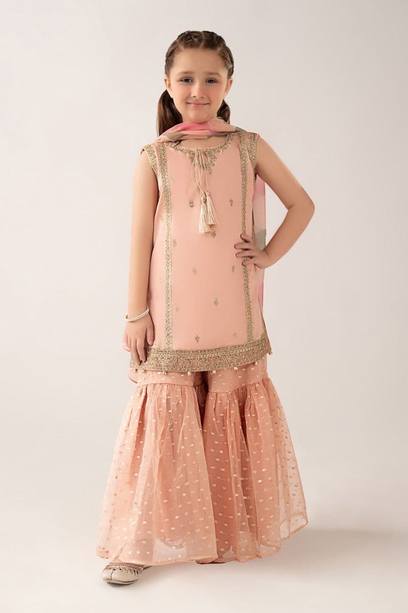 3 Piece Embroidered Cotton Satin Suit thumbnail