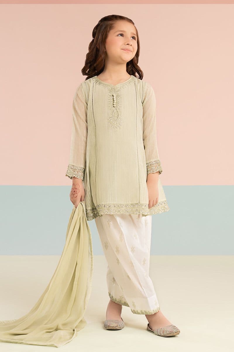 3 Piece Embroidered Striped Lurex Yarn Dyed Suit thumbnail