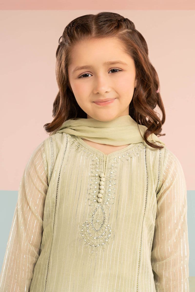 3 Piece Embroidered Striped Lurex Yarn Dyed Suit thumbnail