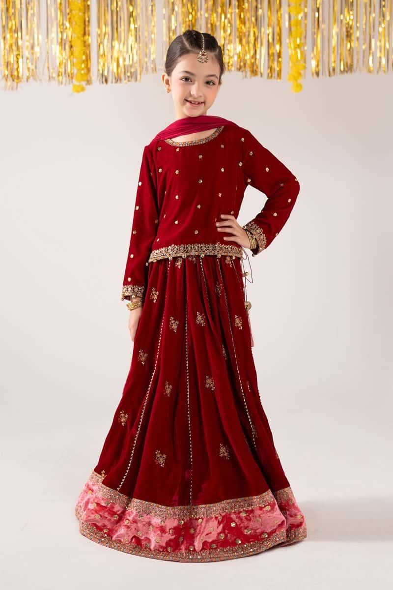 3 Piece Embroidered Velvet Suit - alternate view