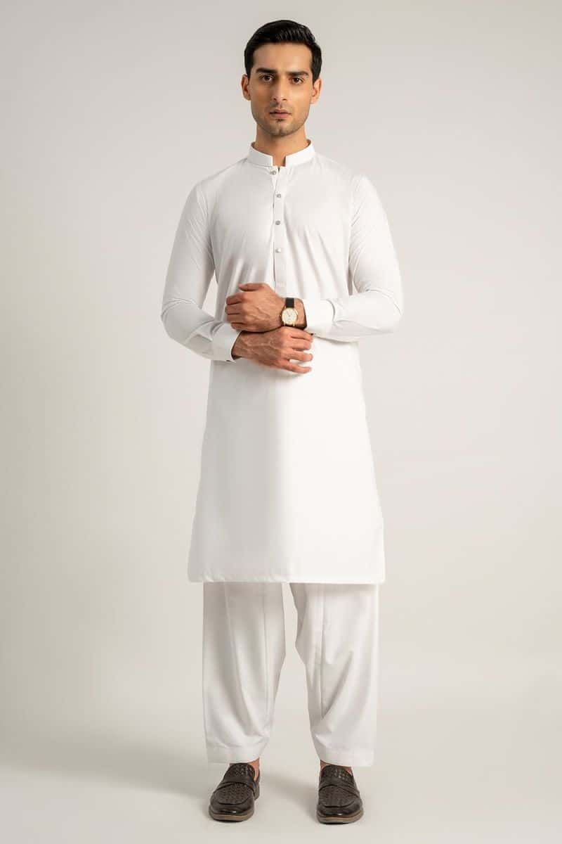 Off White Blended Kameez Shalwar