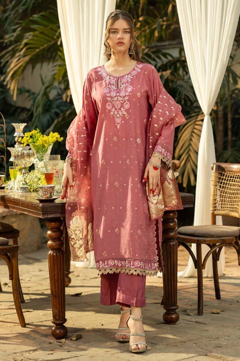 3 Piece - Embroidered Jacquard Suit