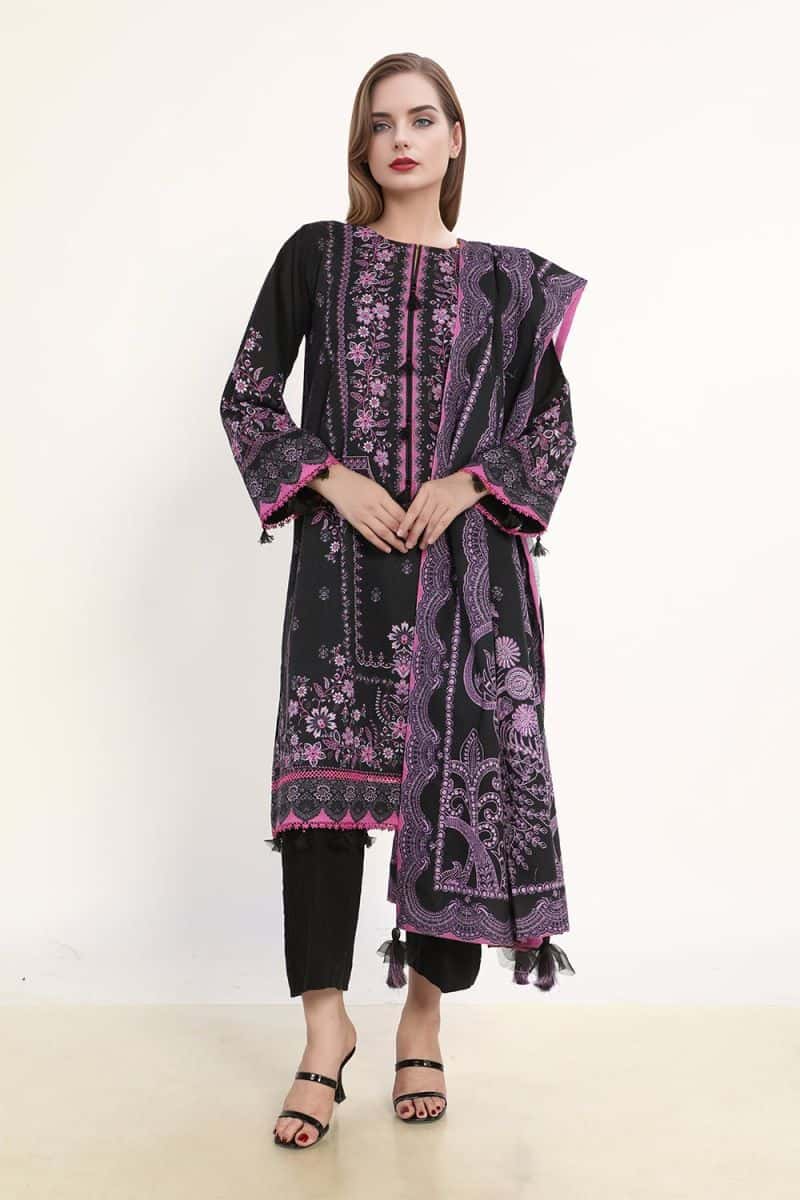 3 Piece - Printed khaddar Suit