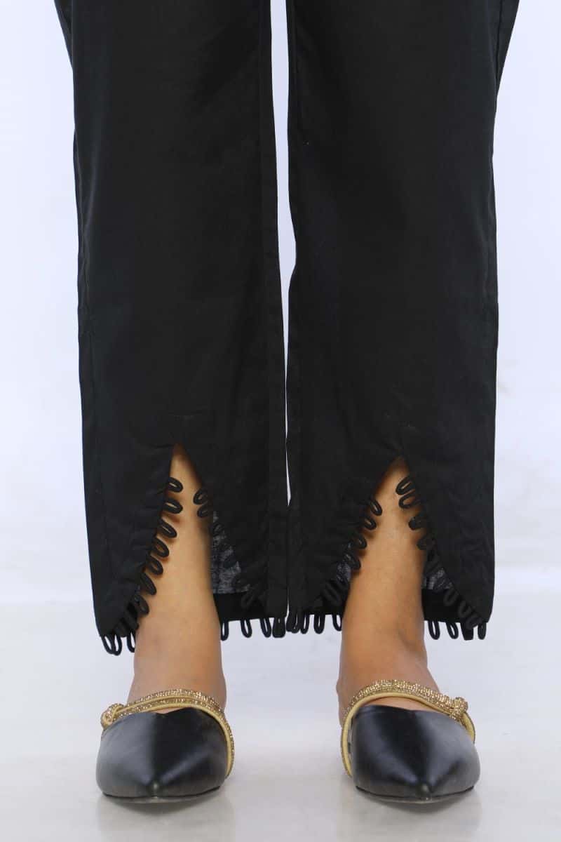 Black Cambric Embroidered Trouser