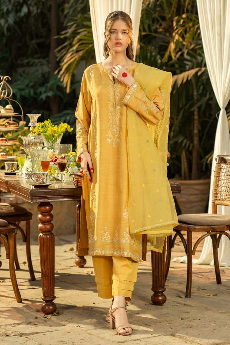 3 Piece - Embroidered Raw Silk Suit - alternate view