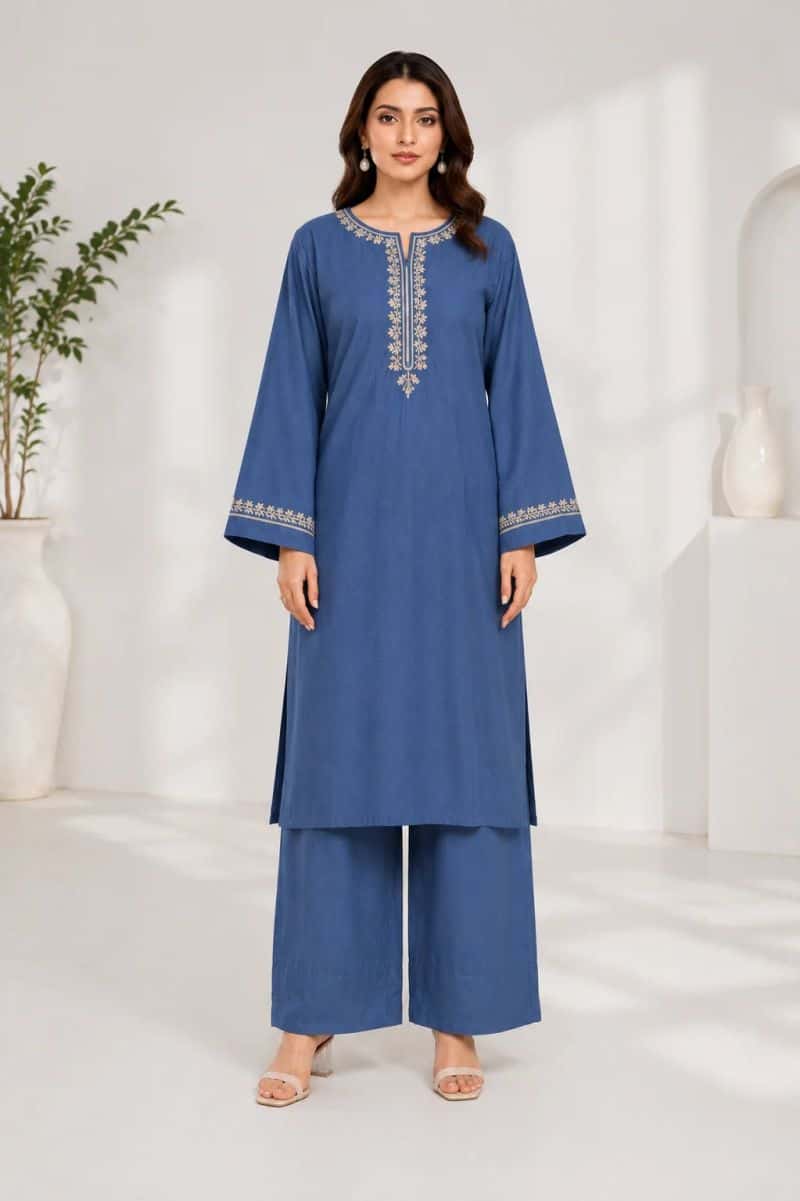 2 Piece - Embroidered Cambric Suit