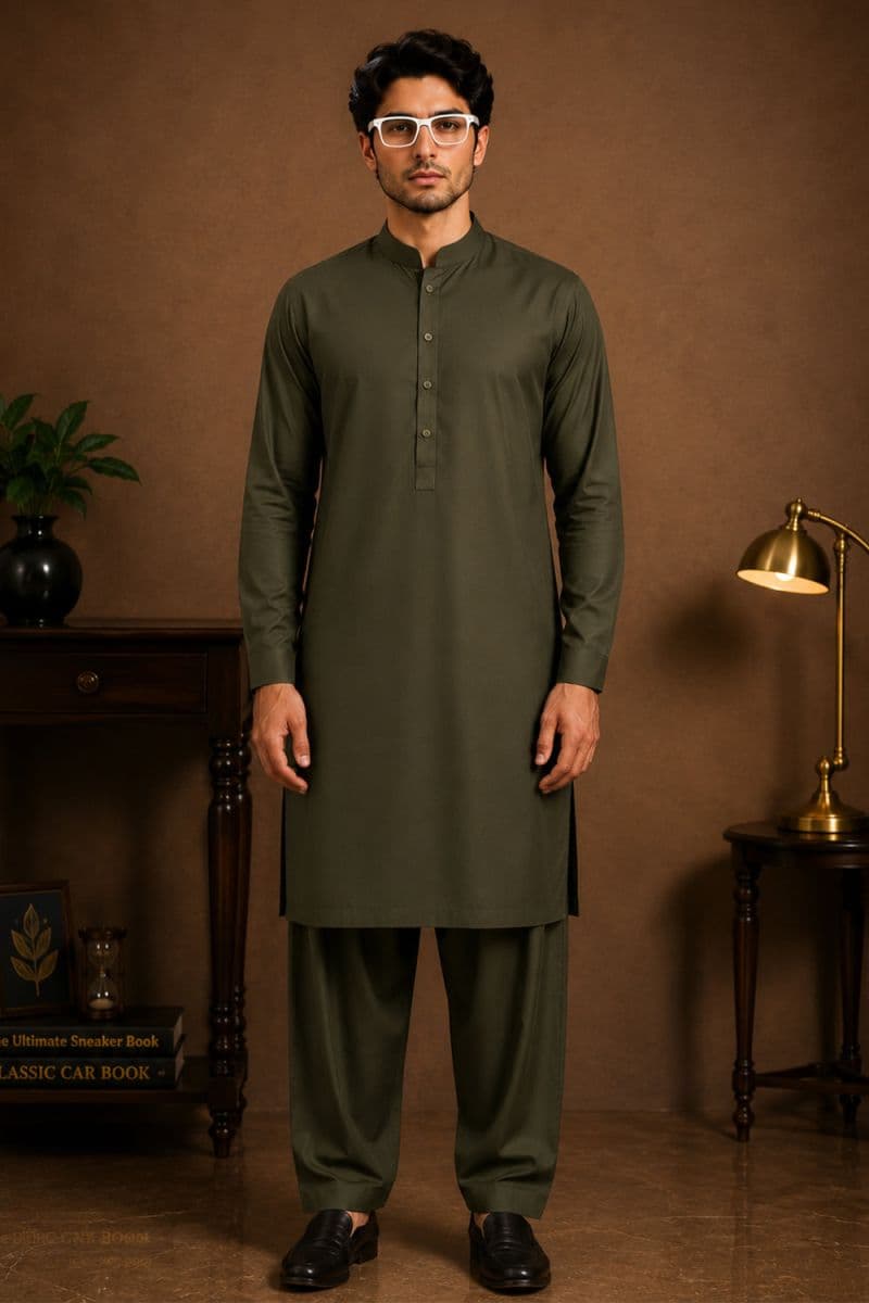 Men's Cotton Kameez Shalwar – SEA GREEN thumbnail