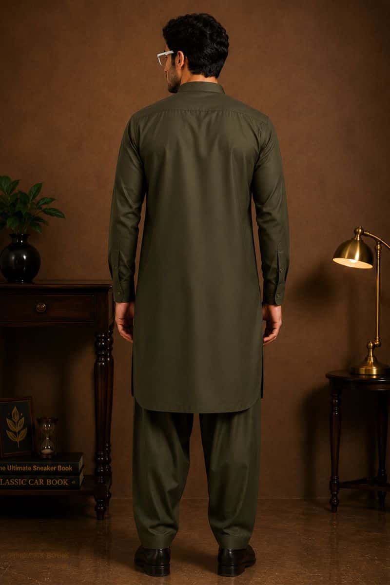 Men's Cotton Kameez Shalwar – SEA GREEN - alternate view