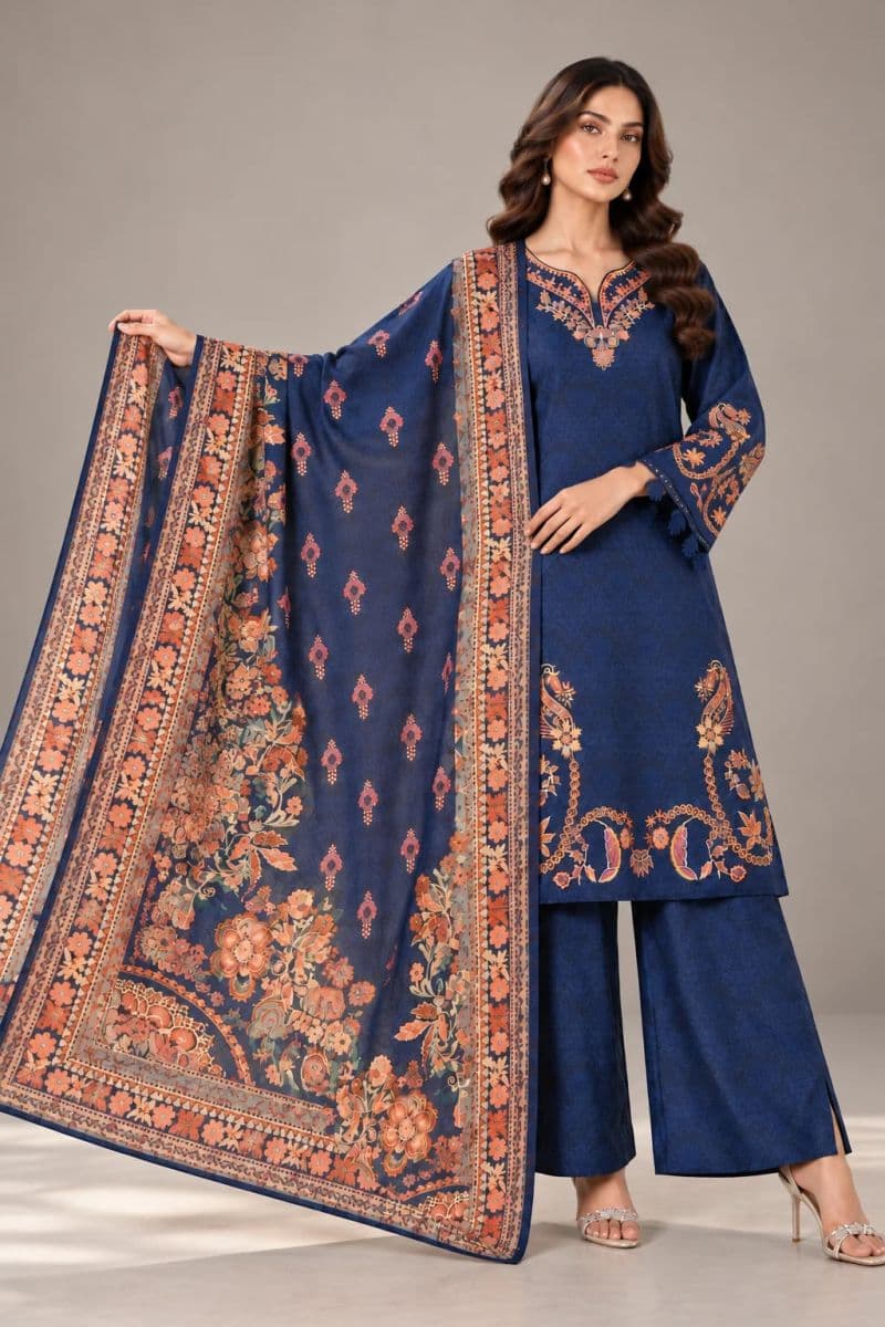 3 PIECE - EMBROIDERED JACQUARD SUIT thumbnail