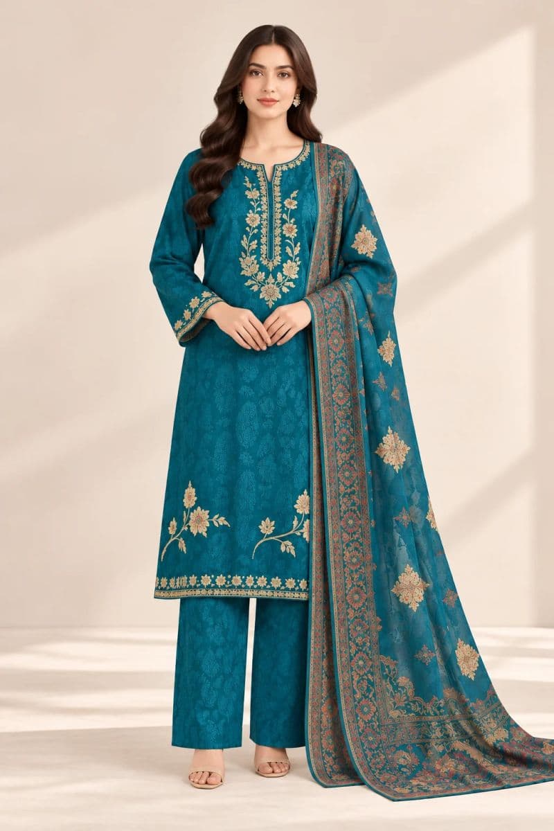 3 PIECE - EMBROIDERED JACQUARD SUIT thumbnail