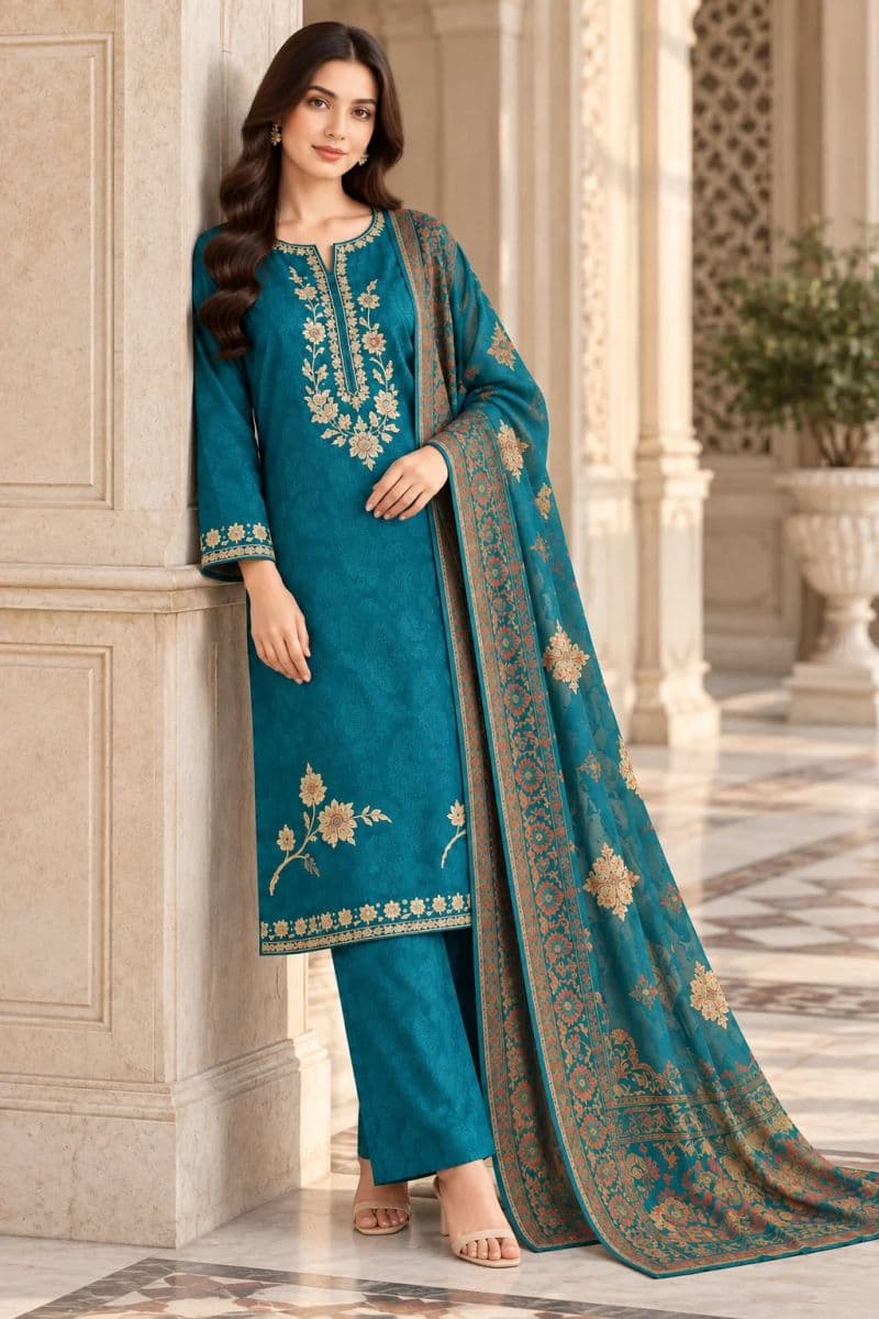 3 PIECE - EMBROIDERED JACQUARD SUIT thumbnail