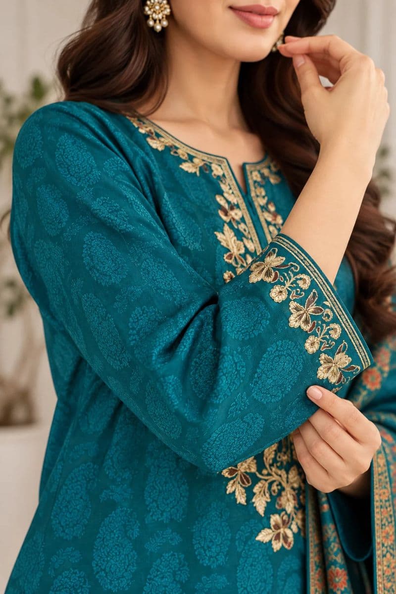 3 PIECE - EMBROIDERED JACQUARD SUIT thumbnail