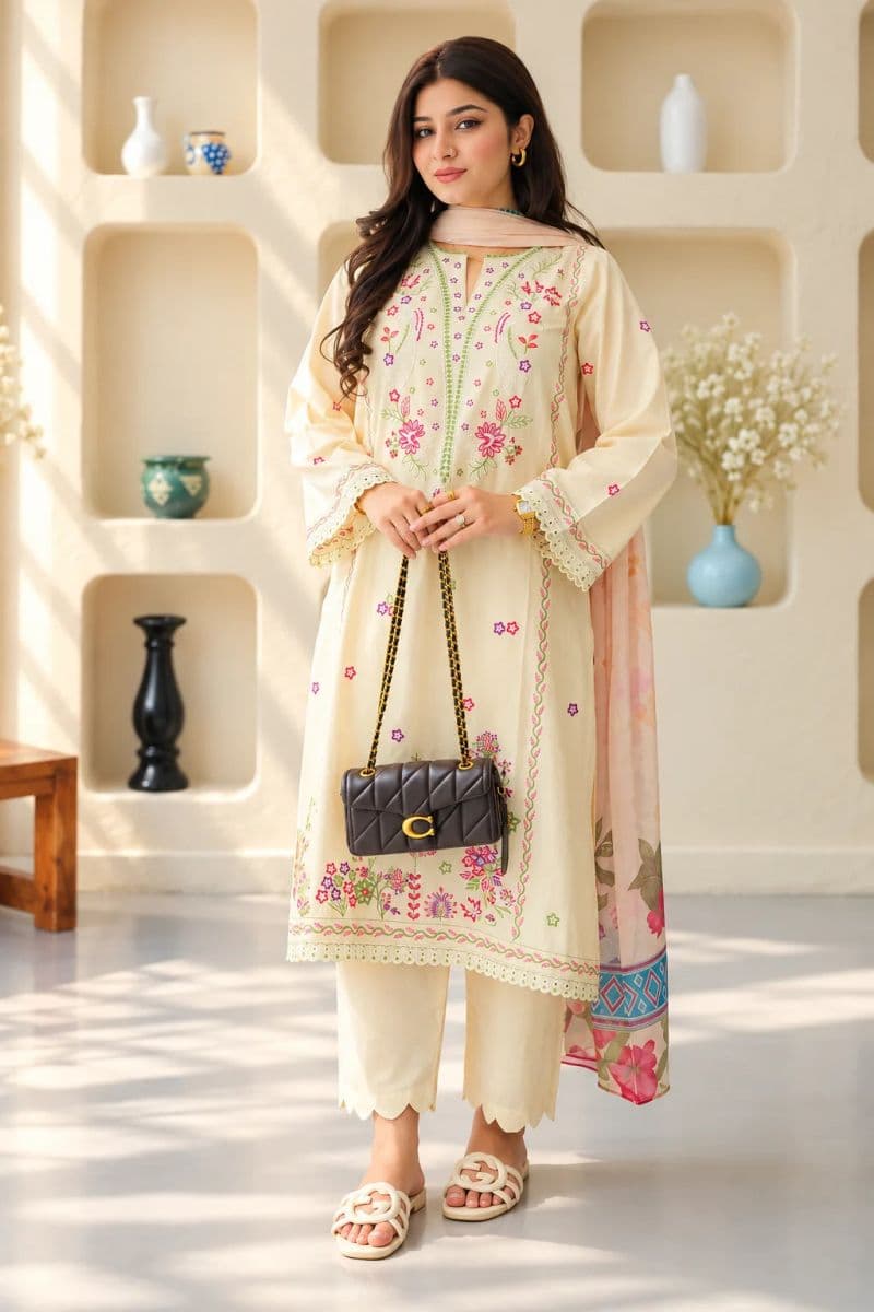 3 PIECE - EMBROIDERED CAMBRIC SUIT thumbnail