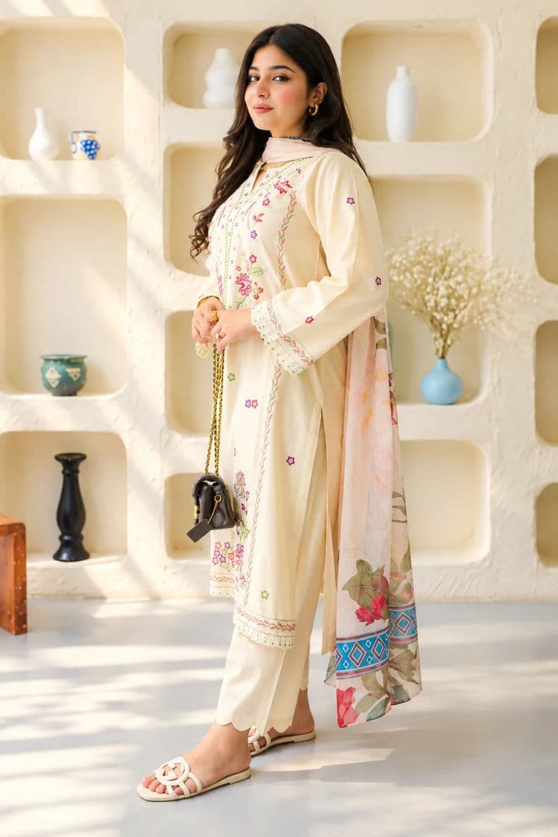 3 PIECE - EMBROIDERED CAMBRIC SUIT thumbnail